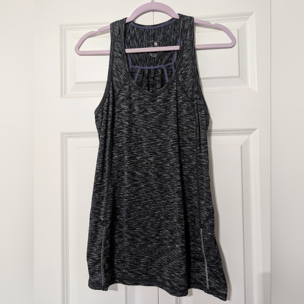 Black & Gray Athletic Tank Top W/ Back Pocket & Reflective Embellishments